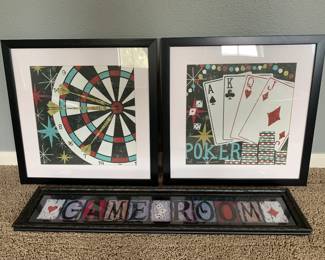 Rec room hanging wall decor. 