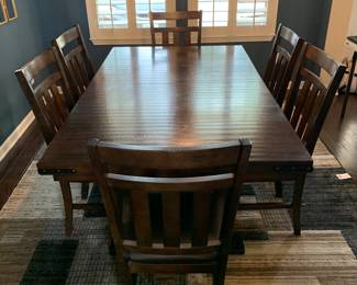 Dining Table with Hidden Extension and 6 Chairs