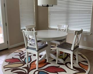 White IKEA Ingatorp Kitchen Table with Hidden Extension and 4 Chairs