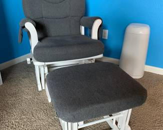 Upholstered glider + ottoman.