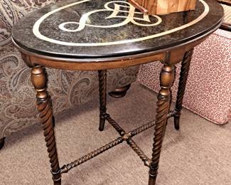 Oval marble top accent table