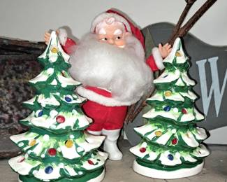 Napco Santa.and Holt Howard candle holders