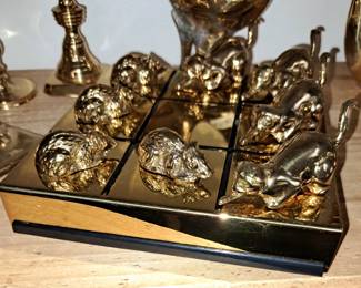 Brass tic-tac-toe set