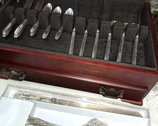 Much silverplate and some sterling. Silver plate flat