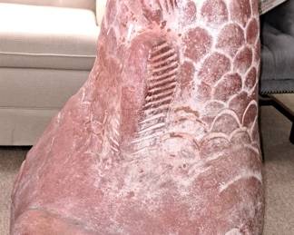 Vintage 40" tall terracotta fish chiminea