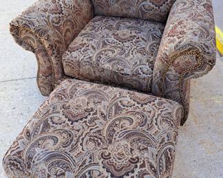 Upholstered chair and ottoman 