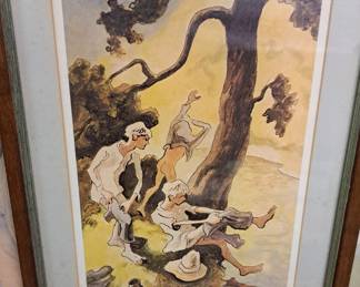 Framed Thomas Hart Benton print "We All Struggled Frantically Into Our Clothes" from State Historical Society of Missouri