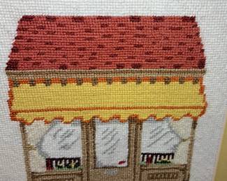 "Katherine's" Gift Shop framed needlepoint
