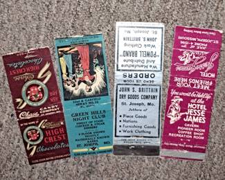 ""Chase Candy High Crest Chocolates", "Green Hills Night Club 22nd and Garfield Hiway No. 71", John S. Brittain Dry Goods Co." and "Hotel Jesse James Jule at 3rd"