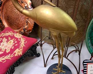 Large brass Huron w/ marble base