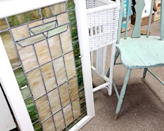 Stained glass items. Vintage stain glass window