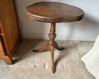 F132 - $95 PAIR clover side table measures 19" across x 22.5" tall. 