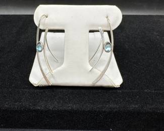 L2 - $95. Ed Levin Sterling & Light Blue Stone. Hangs 1.75". 