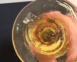 F57 - $80 for pair. signed art glass goblets "Fire & Light"