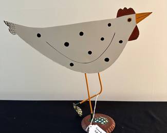 F5 - $45 - Richard Solecki signed metal folk art chicken