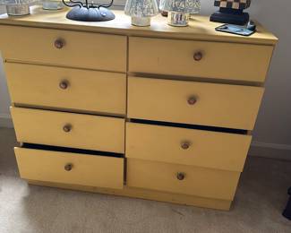 F117 - $50 - Yellow Dresser. 41.5" long, 15" deep, 33.5" tall. Drawers need some work. 