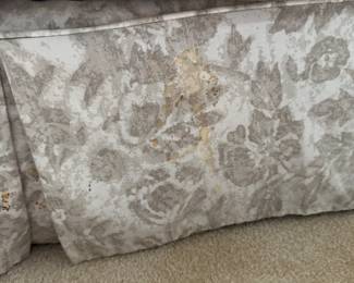 F130 - $75. Loveseat by Work Bench. Currently has a slipcover on it with a stain - easy to wash! 61" wide, 35" deep, 20" to seat, 32" to back.