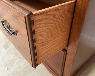 F182 - $175. Davis Two Piece Secretary Curio Cabinet. One back leg is broken and needs repair - otherwise very good condition!