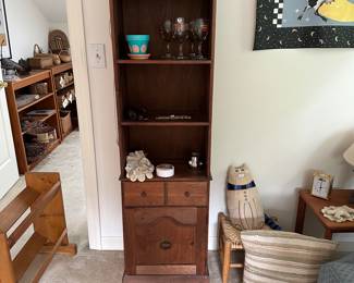 F116 - $65 Wooden Shelf. Measures 63" tall, 19" wide, 12" deep.