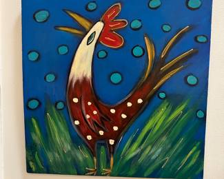 F27 - $150 Klutz - Folk Art Rooster. Measures 19.5x20"