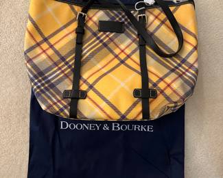 F91 - $40 Dooney & Bourke Medium EastWest Shopper Mustard Yellow Plaid.