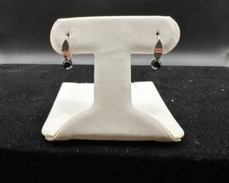 L32 - $40. Ed Levin. Sterling with Black Stone. Hangs 9/16". 