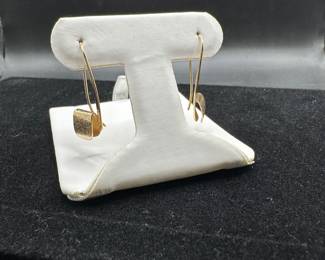 L22 - $240. Ed Levin 14kt gold earrings. Hangs 1 1/8". 