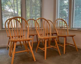 F184 - $100 Set of 6 wooden chairs. 
