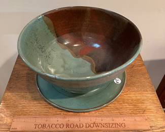 F13 - $30 2pc set signed WBM. Bowl is 11" across by 5.75" tall