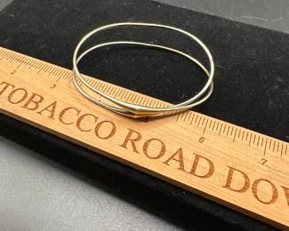 L27 - $150. Ed Levin Double Wire Bangle Bracelet. Sterling silver & 14kt gold. 