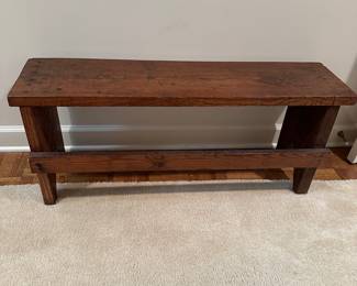 F109 - $40. Simple Wooden Entry Bench. Measures 10.5" deep x 39" long x 16" tall. 