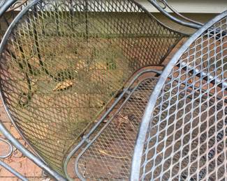 F164 - $150. Iron Table & 4 chairs with umbrella stand. Measures 47.5" round x 28" tall. 2 bouncy chairs - 2 regular. Does have minor surface rust and would benefit from a coat of paint. All pieces are sturdy & useable. 