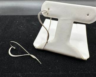 J2 - $125. 14kt Heart Earrings signed "BD 14k PAL". Hangs 1.5"