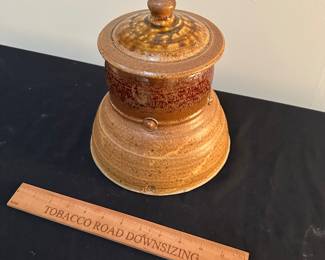 F150 - $35 Pottery Urn with Lid. Rusty Sieck - Chicken Bridge Pottery. 