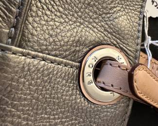 F99 - $50 Michael Kors Silver Metallic Tote Bag. 