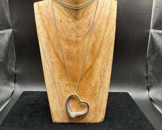 J66 - $120. Tiffany & Co Elsa Peretti "Open Heart". 29" Sterling Tiffany & Co. Chain. 