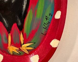 F26 - $75 Klutz - Folk art chicken. Measures 8.75" wide by 17" tall.