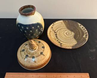 F154 - $30 Vase $20 Small Covered Serving Dish.  Rusty Sieck - Chicken Bridge Pottery. 