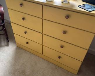 F117 - $50 - Yellow Dresser. 41.5" long, 15" deep, 33.5" tall. Drawers need some work. 