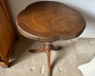 F132 - $95 PAIR clover side table measures 19" across x 22.5" tall. 