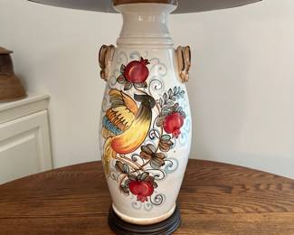 F2 - $150 - Vietri lamp & shade. Measures 29.5" tall