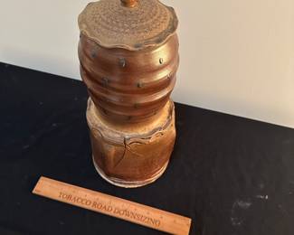 F147 - $50. Lidded 2 tier vessel. Rusty Sieck - Chicken Bridge Pottery. 