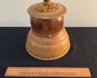 F150 - $35 Pottery Urn with Lid. Rusty Sieck - Chicken Bridge Pottery. 