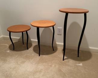 F125 - $65 - set of 3 tables. 15" tops. Small one is 15" tall, Medium one is 21" tall, and large is 29" tall.