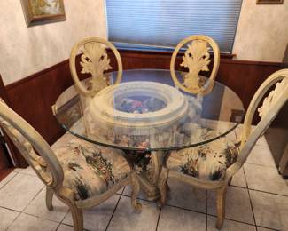 Nautical Kitchen Table with 4 Chairs in a White Washed