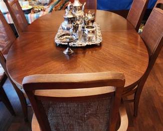 Midcentury Dining Table with 6 Chairs and No Leaf In