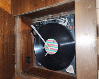 Record Player inside Cabinet