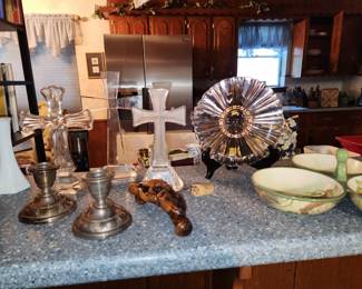 Sterling Silver Candlesticks- Crystal Crosses