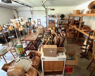 Lamps, lamps, frames, frames!  A garage full!