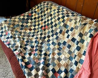 vintage linens, quilt top as is